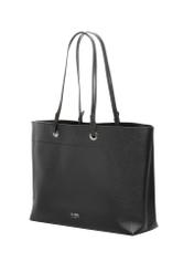 Black grained shopper bag TOREC-1252-9I(Z26), diagonal product view on white background.