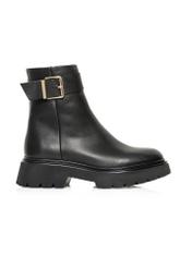 Black leather ankle boots on the platform BUTYD-1132-99(Z24)-01