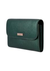 Medium dark green women's leather wallet PORES-1030-8C(Z26), diagonal product view on white background.