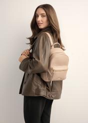Beige small women's backpack TOREC-1256-1B(Z26)