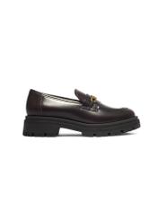 Women's burgundy leather loafers BUTYD-1190-4E(Z26), side view of the product on a white background.