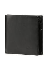 Black men's leather wallet PORMS-0659-99(Z25) - diagonal product view on white background.