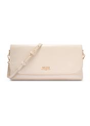Cream leather clutch bag TORES-1271-0B(W26) - front product view, on white background.