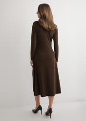 Brown modal midi dress SUKDT-0259-1I(W26) - back view of the product on a model against a light background. The entire silhouette is visible.