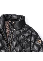 Women's leather jacket with high collar KURDS-0335-5339(Z21)-05