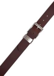 Men's smooth brown leather belt PASMS-0163A-1H(Z26), top view on a white background.