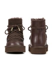 Chocolate women's snow boots BUTYD-1221-1I(Z26), front and back product view on white background.