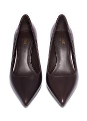 Women's brown leather pumps BUTYD-1031A-1H(Z26), front product view on white background.