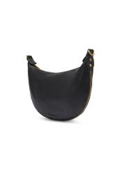 Black leather semi-circular women's handbag TORES-1336-9I(Z26), diagonal product view on a white background.
