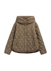 Women's quilted jacket in cool beige color KURDT-0588-1K(Z26) - front product view, on a white background.
