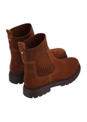 Light brown suede women's Chelsea boots BUTYD-1194-1G(Z26), product view from the back, on a white background.