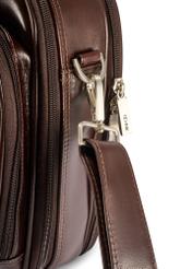 Brown leather men's laptop bag TORMS-0482-89(Z25), close-up of product detail, view on white background.