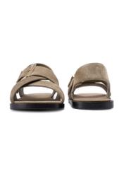 Women's suede sandals in cool beige BUTYD-1238-1K(W26)