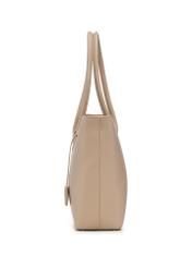 Beige women's shopper bag TOREC-1241-1B(Z26) - side view of the product, on a white background.