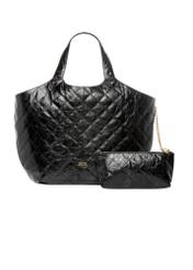 Large quilted leather women's handbag TORES-1306-99(W26), product view with cosmetic bag on white background.
