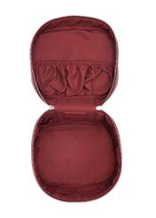 Red round women's cosmetic bag TOREC-0919-4C(Z26), product view from the inside on a white background.