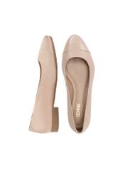 Women's beige leather ballerina flats BUTYD-1245-1B(W26), top view of the product on a white background.
