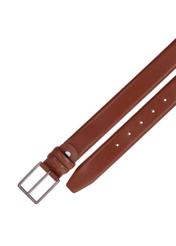 Cognac men's leather belt PASMS-0284-1F(Z26), top view of the product on a white background.