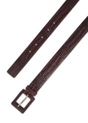 Brown women's belt with animal motif PASDS-0355-1I(Z26) - front product view, on white background.