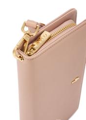 Pink large wallet with decorative handle POREC-0417-31(Z25), close-up of product detail, view on white background.