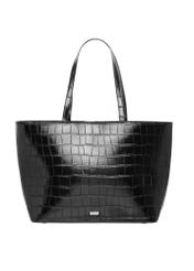 Black croco shopper bag TOREC-1242-9G(Z26), front product view on white background.
