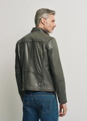 Men's grey leather jacket KURMS-0307-1361(W24)-02