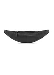Men's black leather waist bag with logo TORMS-0295A-99(Z25) - back view of the product on a white background.