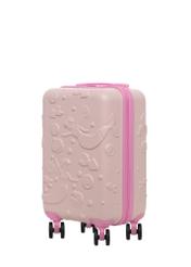 Small pink suitcase on wheels WALAB-0087-5A-18(W26), diagonal product view on white background.