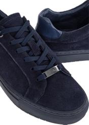 Men's navy blue leather sneakers BUTYM-0457-69(W24)-06