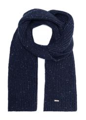 Navy blue wool men's scarf SZAMT-0086-69(Z25) - front product view on white background.