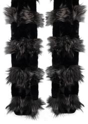 Black women's fur scarf SZADF-0025-9J(Z26) - product view from above, on a white background.
