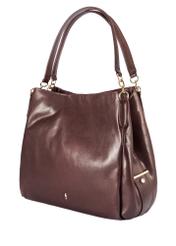 Brown leather women's shopper handbag TORES-0636D-89(Z25), diagonal product view on white background.