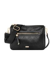 Black women's handbag with monogram TOREC-1293-9P(Z26), product view from the front on a white background.