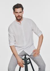 White collarless men's shirt KOSMT-0326-11(W24)-02