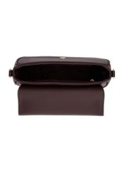 Small brown women's messenger bag TOREC-1289-1I(Z26), top view on a white background.