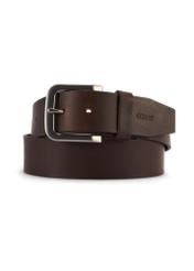 Men's brown leather belt PASMS-0271-89(Z25), product view from the front on a white background.