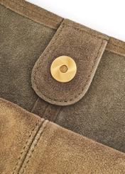 Women's suede shopper bag khaki TORES-1177-57(Z25), close-up of the product detail on a white background.