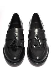 Women's leather moccasins with tassel BUTYD-1295-9F(Z26), front product view on white background.