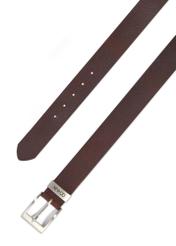 Men's brown leather belt PASMS-0127-1H(Z26), top view of the product on a white background.