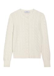 Cream cotton women's cardigan KARDT-0067-0B(Z26), front product view on white background.