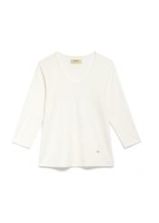 Cream V-neck women's blouse LSLDT-0036-12(Z24), front product view on white background.