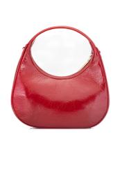 Red leather hobo bag TORES-1216-4B(W26), product view from the back on a white background.