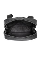 Men's leather black zipper bag TORMS-0016R-9I(W26), product view inside on white background.