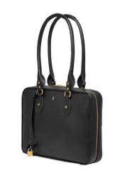 Black leather women's bag TORES-1370-99(Z26), diagonal product view on white background.