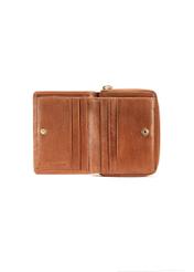 Small women's leather wallet in cognac color PORES-0963-1F(W26), product view inside on white background.