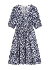 Short floral dress SUKDT-0226-7P(W26), front product view on white background.