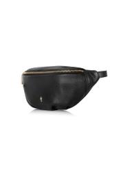 Women's black leather waist bag TORES-0894D-99(Z25) - diagonal view of the product on a white background.