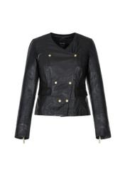 Women's double-breasted leather jacket croco KURDS-0329-1155(W22)-04