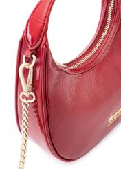 Red leather hobo bag TORES-1216-4B(W26), close-up of product detail, view on white background.