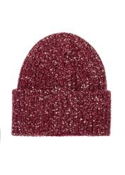 Burgundy women's hat with sequins CZADT-0211-49(Z25), back view of the product on a white background.